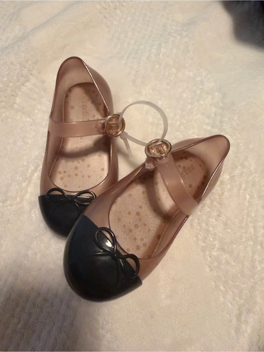 Girls Two-Tone Mary Jane Shoes in Nude and Black